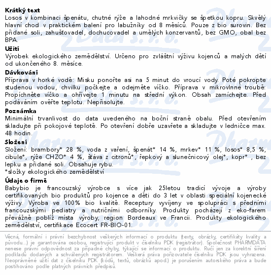 BABYBIO brambory-špenát-losos 8m+ 2x200g