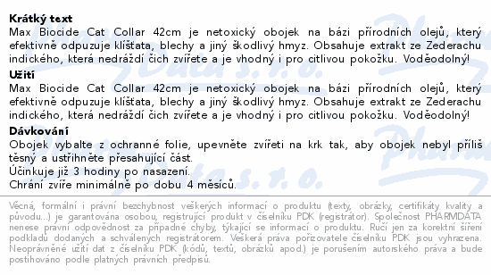 Max Biocide Cat Collar obojek pro kočky 42cm