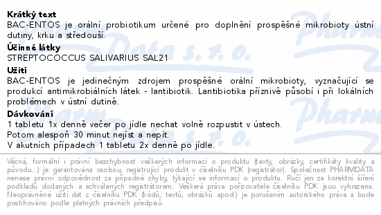 BAC-ENTOS orální mikroflóra tbl.20