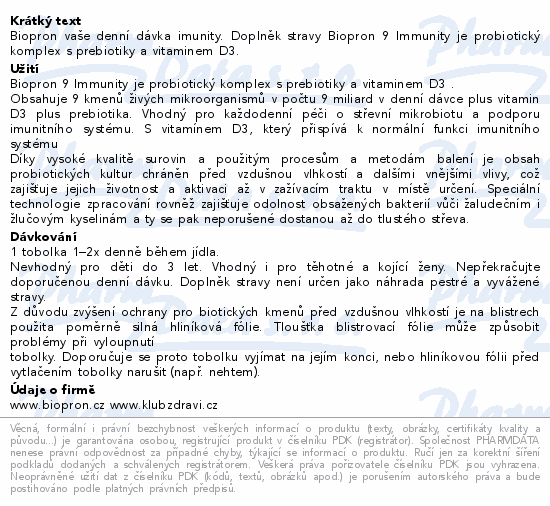 Biopron 9 Immunity + vitamin D3 tob.30