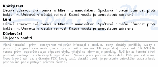 NANO FILTER MASK B junior 7+ ústenka s gumič.10ks