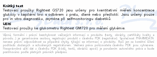 Proužky diagnostické Rightest GS720 50ks