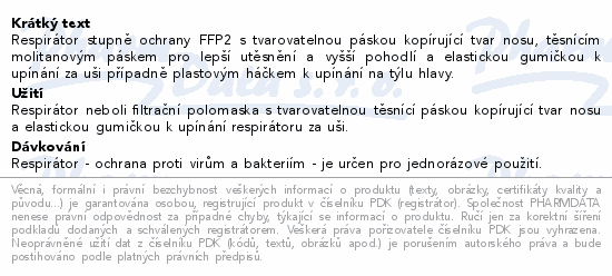 Respirátor GPP2 tř.ochrany FFP2 NR 1ks růžový