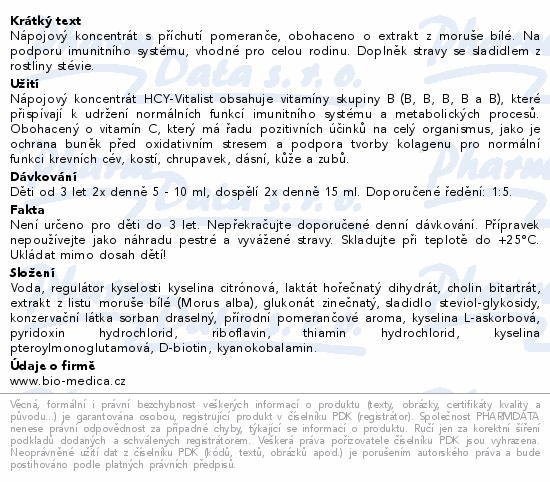 HCY-Vitalist s příchutí pomeranče 475ml