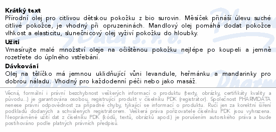 LEROS Dětský olej na tělíčko 100ml