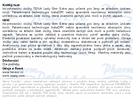 TENA Lady Slim Extra ink.vložky +50% 30ks 211513