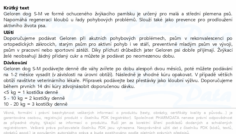 Geloren Dog S-M kloubní výživa 60 želé