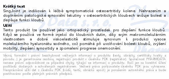 SingJoint inj.10mg/ml 2.0ml viskoelastický roztok