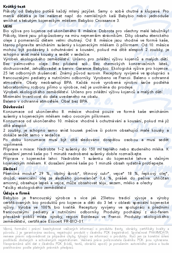 BABYBIO piškoty sladký pomeranč 8m+ 120g