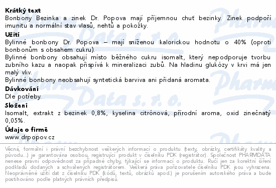 Dr.Popov Bonbony Bezinka a zinek 70g