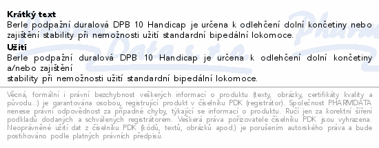 Berle podpažní duralová DPB 10 vel.M 2ks Handicap