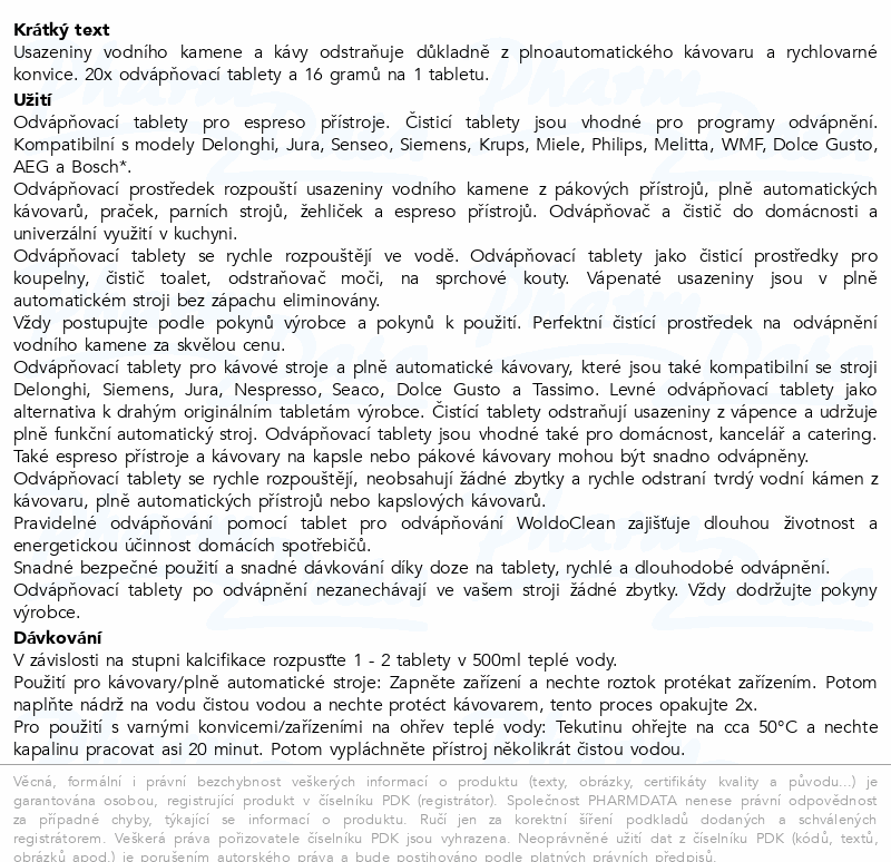 WoldoClean Odvápňovací tablety pro kávovary 40ks