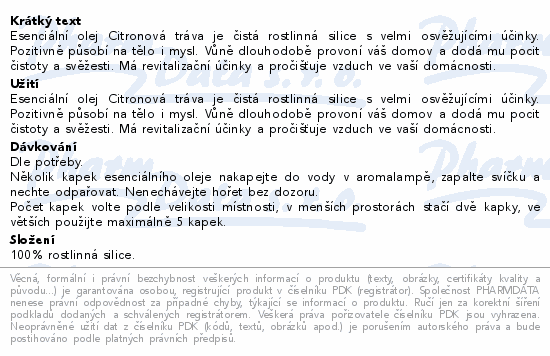 Autentis Esenciální olej Citronová tráva 10ml