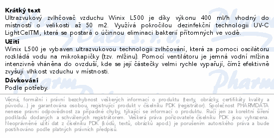 Winix zvlhčovač L500