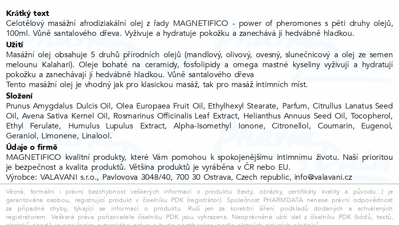 MAGNETIFICO masážní olej Sandalwood 100ml