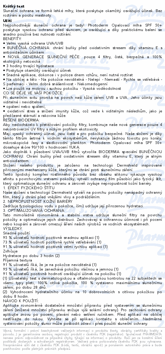 BIODERMA Photoderm opalovací mlha SPF50+ 150ml