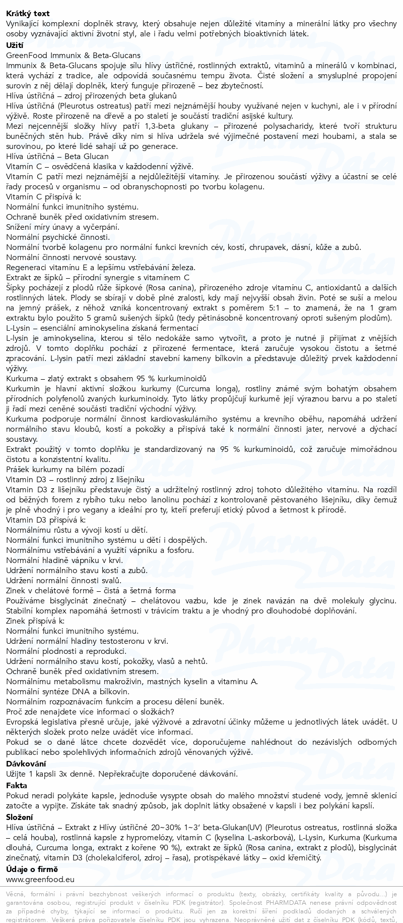 GreenFood Immunix&Beta-glucans cps.90