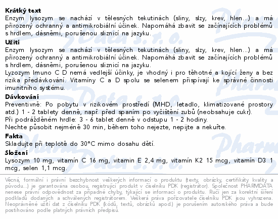 LYZOZYM Imuno C D Selen+vit.E a K žvýkací tbl.20