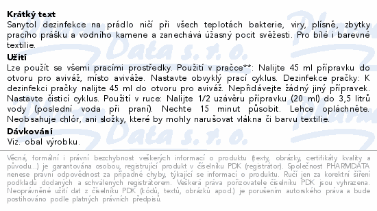 SANYTOL dezinfekce na prádlo bílé květy 1L