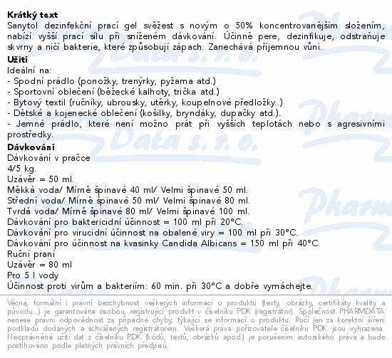 SANYTOL dezinfekce prací gel vůně svěžesti 1.7L