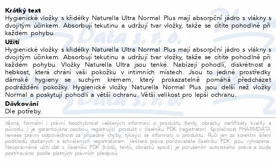 Naturella Ultra Normal Plus 2 vložky XL 18ks