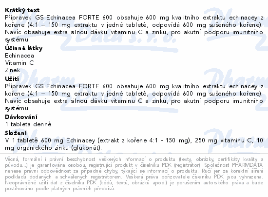 GS Echinacea Forte 600mg tbl.30