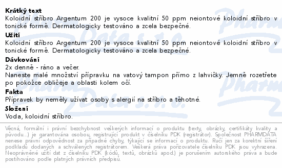 Allnature Koloidní stříbro Ag200 50ppm 500ml