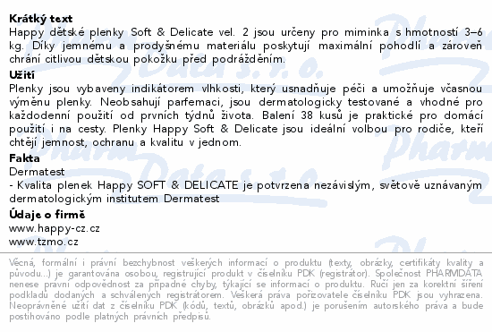 Happy Soft&Delicate 2 dětské pleny 3-6kg 38ks
