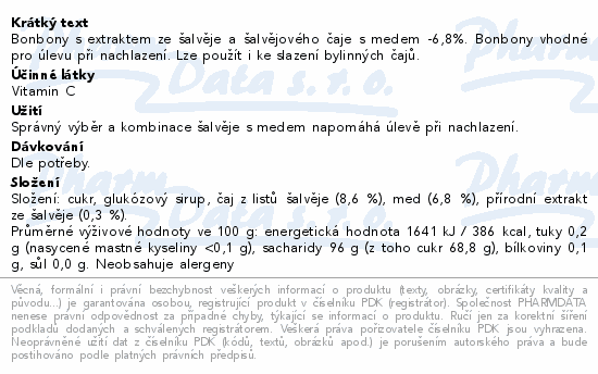 EDEL bonbony Šalvěj s medem 90g