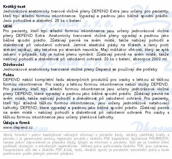 Depend Anatomic Extra inkont.vložné pleny 20ks
