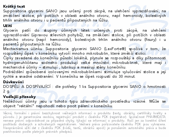 Supp.glycerini SANO Glycerín.čípky Classic 2g 10ks