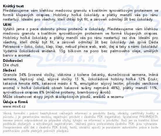 Mixit Protein granola čoko&mandle 450g