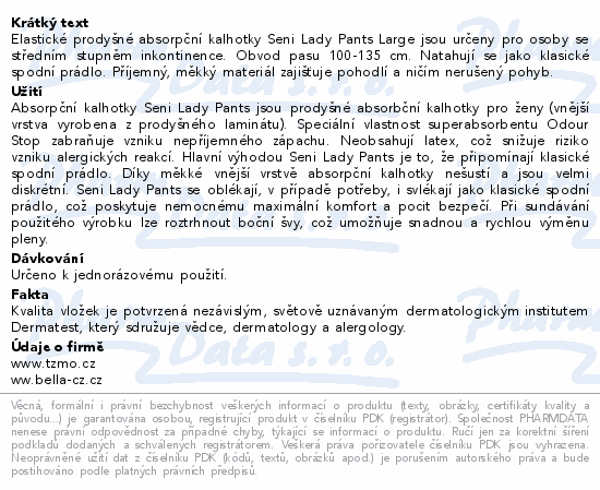 Seni Lady Pants inkont.plen.kalhotky L 10ks