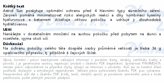Astrid SUN rodinné opal.mléko sprej SPF30 270ml