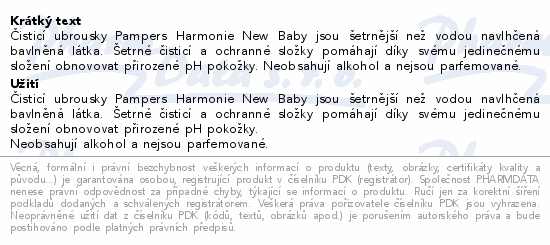 Pampers Harmonie New Baby čistící ubrousky 9x46ks