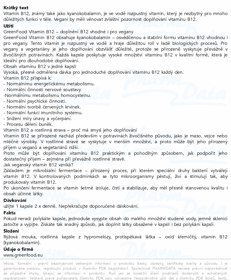GreenFood Vitamin B12 cps.90
