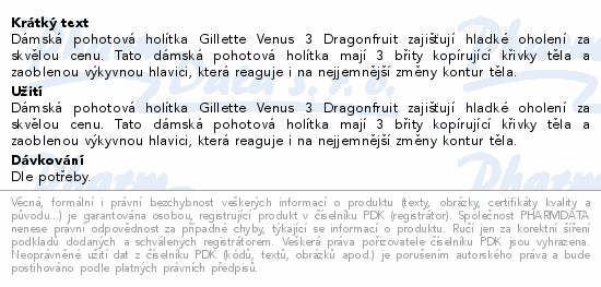 Gillette Venus3 Dragonfruit jednoráz.holítka 6ks