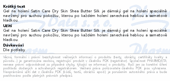 Satin Care Shea Butter Silk gel na holení 200ml