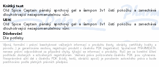 Old Spice Capt.spr.gel a šam.3v1 Fresh E-XL 1000ml