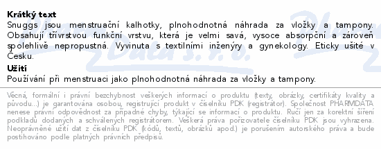 Snuggs Menstr. Bikiny plavky slabá menstruace L