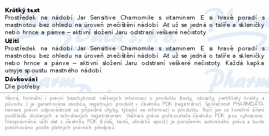 Jar Sensit.Chamomile&Vit.E prost.na nádobí 2x900ml