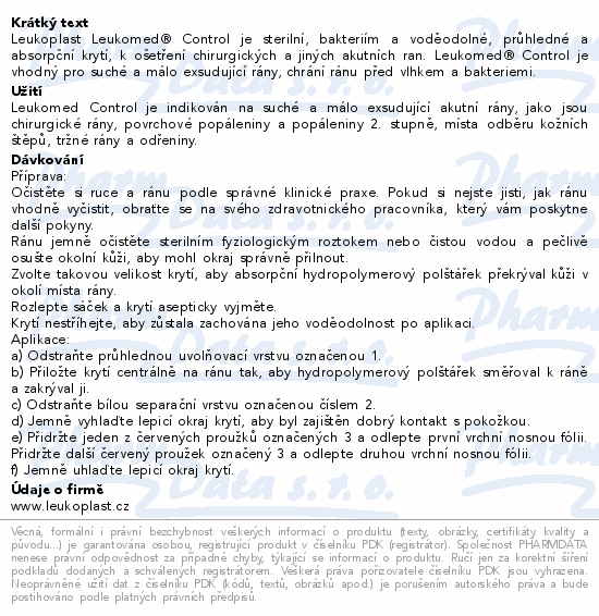 Leukoplast Leukomed Control abs.krytí 10x24cm 5ks