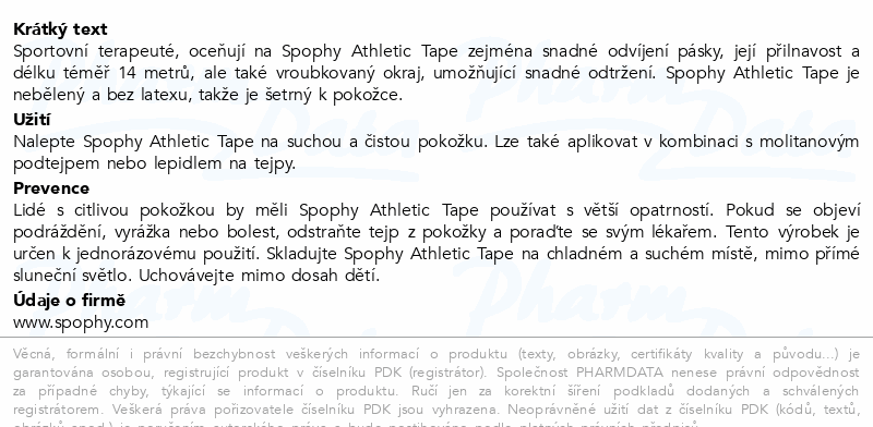 Spophy Athletic Tape bílý 5cmx13.7m