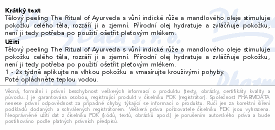 The Ritual of Ayurveda zjemňující těl.peeling 300g