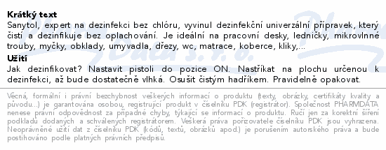 SANYTOL dezinfekční univerzální čistič grep 500ml