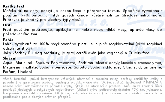 BULLDOG Original Styling Salt spray+sea salt 150ml