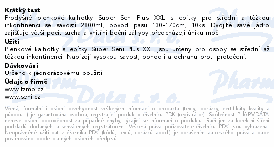 Seni Super Plus inkon.plenkové kalhotky XXL 10ks