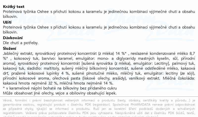 Oshee Proteinová tyčinka 26% kokos&karamel 48g