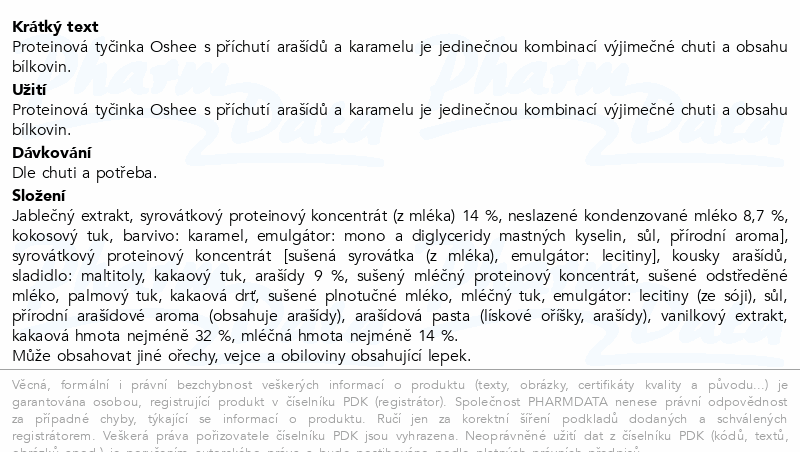 Oshee Proteinová tyčinka 27% oříšek&karamel 49g