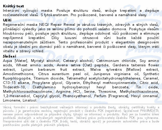 NEQI Repair Reveal Mask 250ml